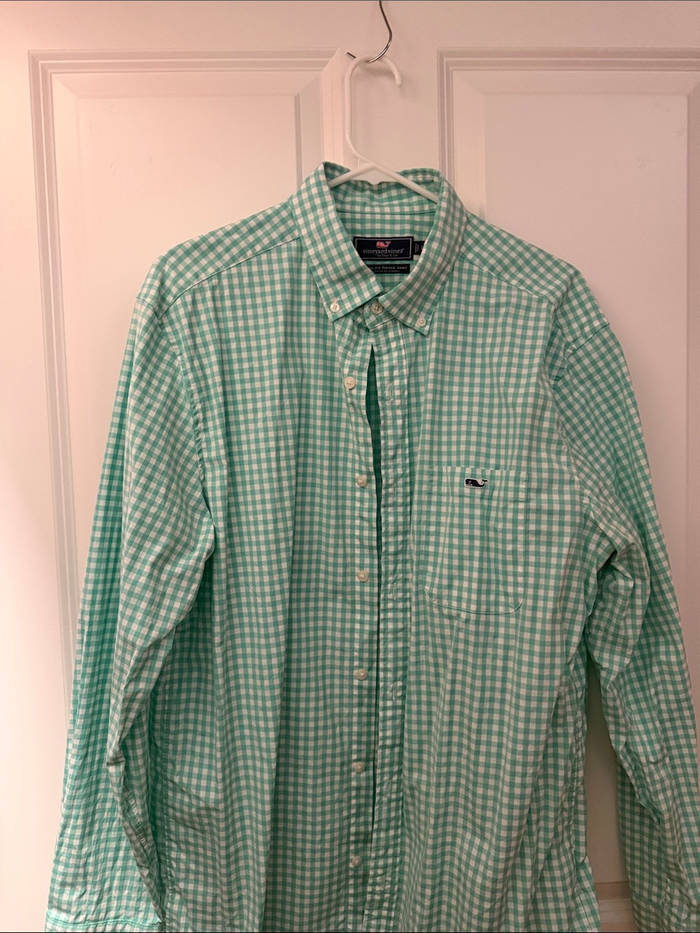 Vineyard Vines Men’s Mint Green Gingham Button-Down Shirt